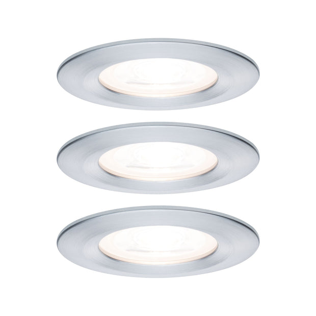 LED Einbauleuchte 3-Step-Dim Nova Basisset starr IP44 rund 78mm GU10 3x6,5W 3x460lm 230V dimmbar 2700K Alu gedreht