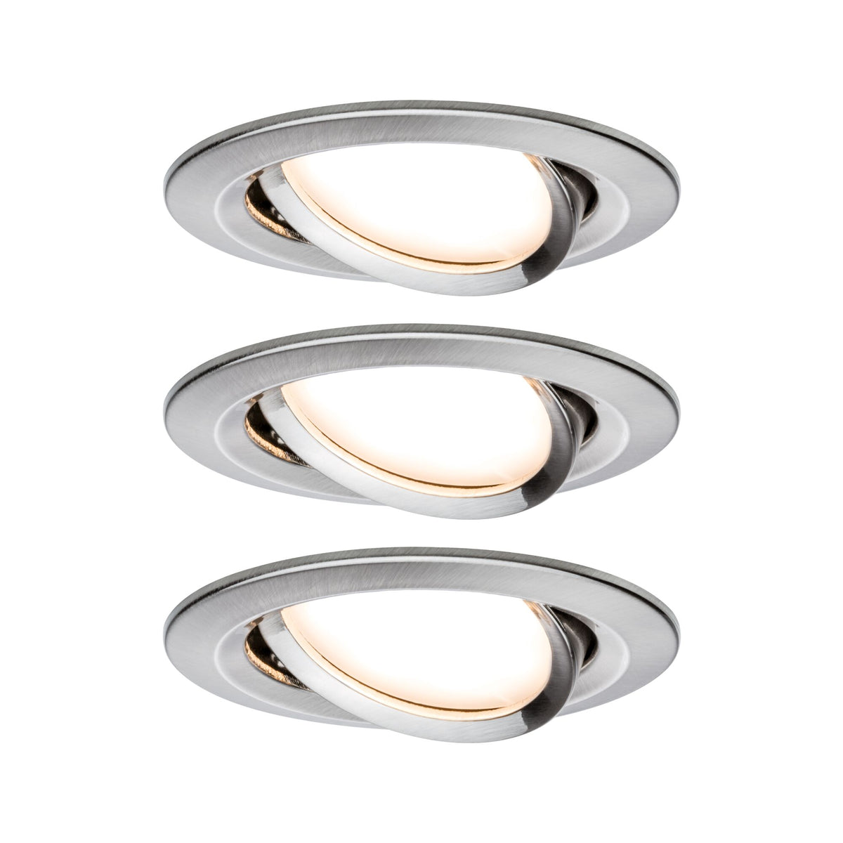 LED Einbauleuchte 3-Step-Dim Nova Coin 3-Step-Dim Basisset schwenkbar rund 84mm 50 Grad Coin 3x6W 3x470lm 230V dimmbar 2700K Eisen gebuerstet