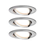 LED Einbauleuchte 3-Step-Dim Nova Coin 3-Step-Dim Basisset schwenkbar rund 84mm 50 Grad Coin 3x6W 3x470lm 230V dimmbar 2700K Eisen gebuerstet