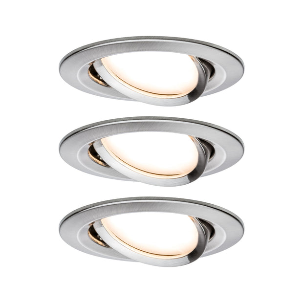 LED Einbauleuchte 3-Step-Dim Nova Coin 3-Step-Dim Basisset schwenkbar rund 84mm 50 Grad Coin 3x6W 3x470lm 230V dimmbar 2700K Eisen gebuerstet