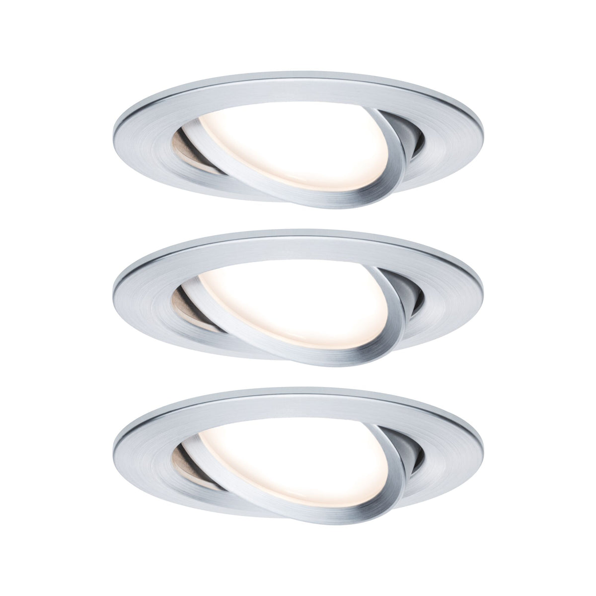 LED Einbauleuchte 3-Step-Dim Nova Coin 3-Step-Dim Basisset schwenkbar rund 84mm 50 Grad Coin 3x6W 3x470lm 230V dimmbar 2700K Alu gedreht