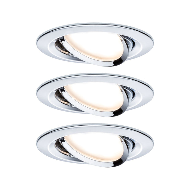LED Einbauleuchte 3-Step-Dim Nova Coin 3-Step-Dim Basisset schwenkbar rund 84mm 50 Grad Coin 3x6W 3x470lm 230V dimmbar 2700K Chrom