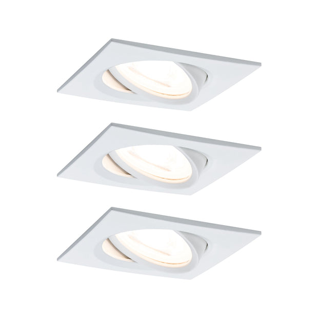 LED Einbauleuchte 3-Step-Dim Nova Coin 3-Step-Dim Basisset schwenkbar eckig 84x84mm 50 Grad Coin 3x6W 3x470lm 230V dimmbar 2700K Weiss matt