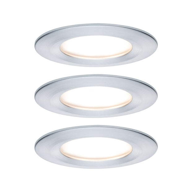 LED Einbauleuchte 3-Step-Dim Nova Coin Basisset starr IP44 rund 78mm Coin 3x6W 3x470lm 230V dimmbar 2700K Alu gedreht