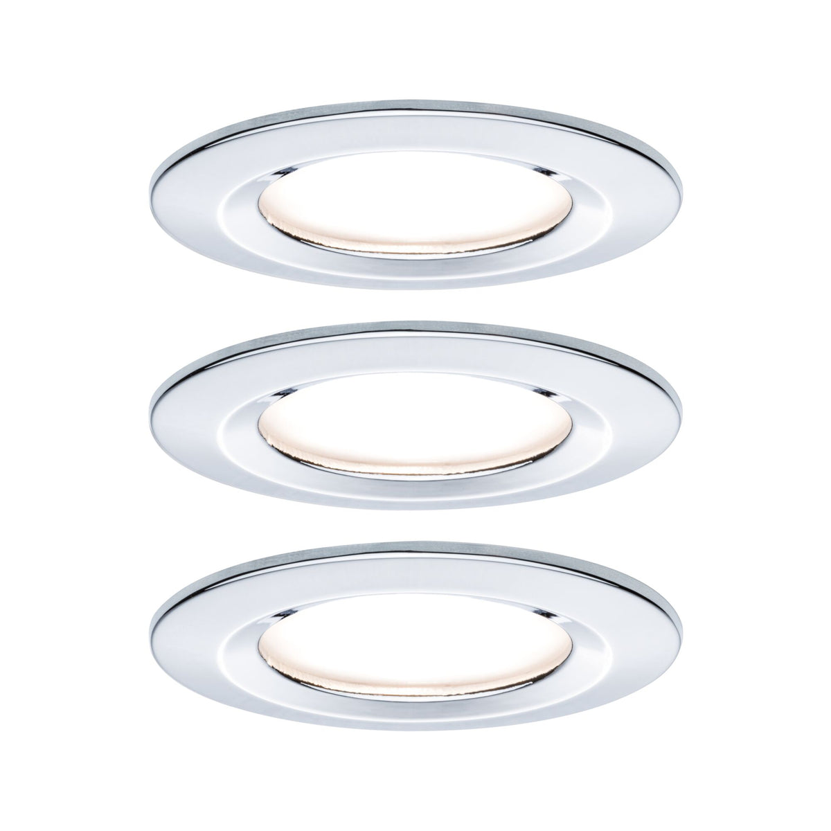 LED Einbauleuchte 3-Step-Dim Nova Coin Basisset starr IP44 rund 78mm Coin 3x6W 3x470lm 230V dimmbar 2700K Chrom