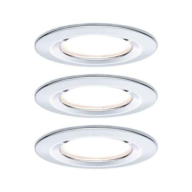 LED Einbauleuchte 3-Step-Dim Nova Coin Basisset starr IP44 rund 78mm Coin 3x6W 3x470lm 230V dimmbar 2700K Chrom