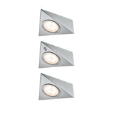 LED Unterschrankleuchte Dreieck 3x2,8W 140x110mm 3x170lm 230/12V eckig Eisen gebuerstet