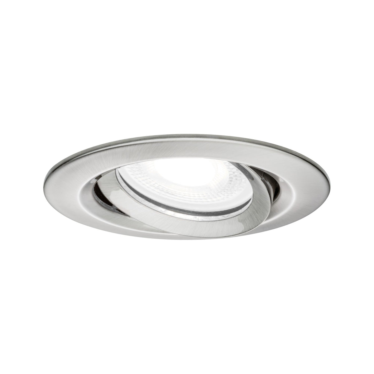 LED Einbauleuchte Nova Plus Einzelleuchte schwenkbar IP65 rund 93mm 30 Grad GU10 6W 470lm 230V dimmbar 4000K Eisen gebuerstet