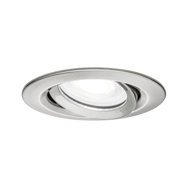 LED Einbauleuchte Nova Plus Einzelleuchte schwenkbar IP65 rund 93mm 30 Grad GU10 6W 470lm 230V dimmbar 4000K Eisen gebuerstet
