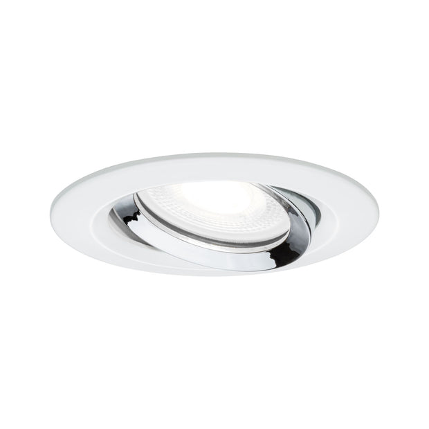LED Einbauleuchte Nova Plus Einzelleuchte schwenkbar IP65 rund 93mm 30 Grad GU10 6W 470lm 230V dimmbar 4000K Weiss matt/Chrom