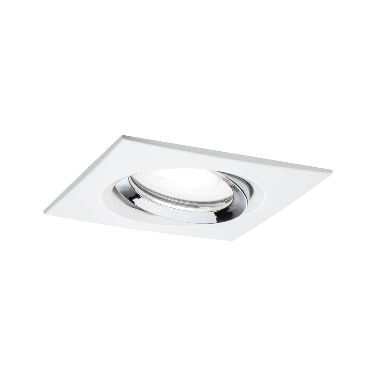 LED Einbauleuchte Nova Plus Einzelleuchte schwenkbar IP65 eckig 93x93mm 30 Grad GU10 6W 470lm 230V dimmbar 4000K Weiss matt/Chrom