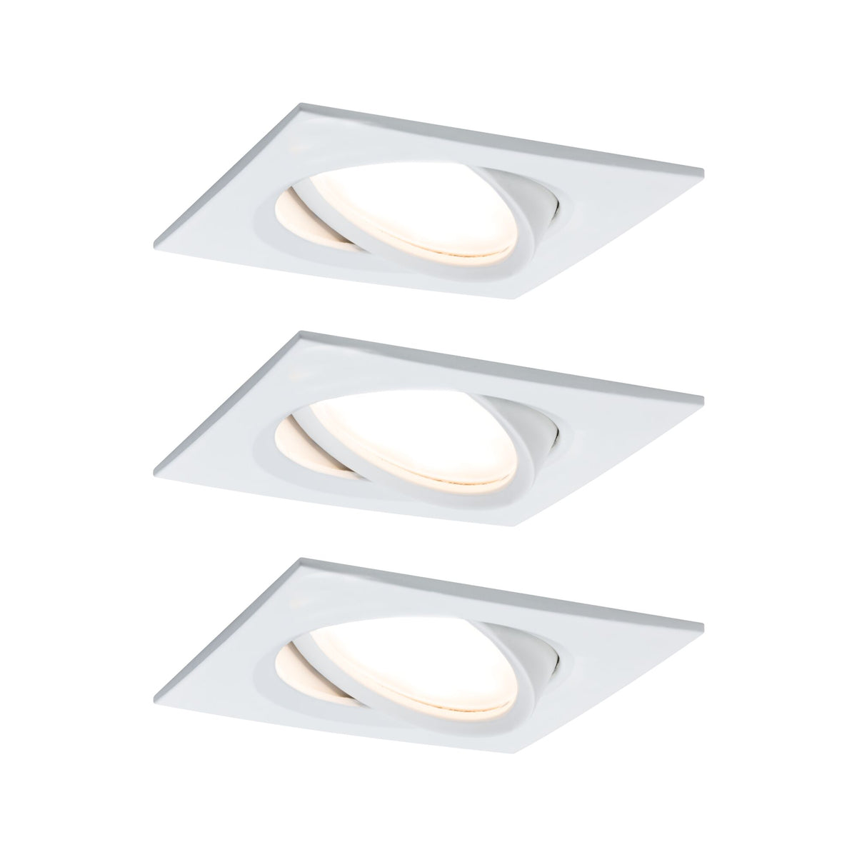 LED Einbauleuchte Nova Plus Coin Basisset schwenkbar eckig 84x84mm 50 Grad Coin 3x6W 3x470lm 230V dimmbar 2700K Weiss matt
