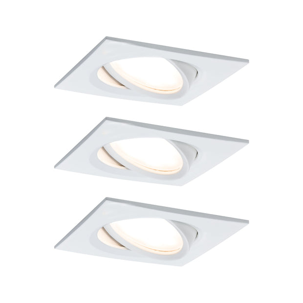 LED Einbauleuchte Nova Plus Coin Basisset schwenkbar eckig 84x84mm 50 Grad Coin 3x6W 3x470lm 230V dimmbar 2700K Weiss matt