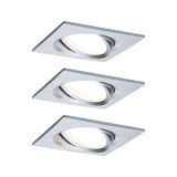 LED Einbauleuchte Nova Plus Coin Basisset schwenkbar eckig 84x84mm 50 Grad Coin 3x6W 3x470lm 230V dimmbar 2700K Alu gedreht