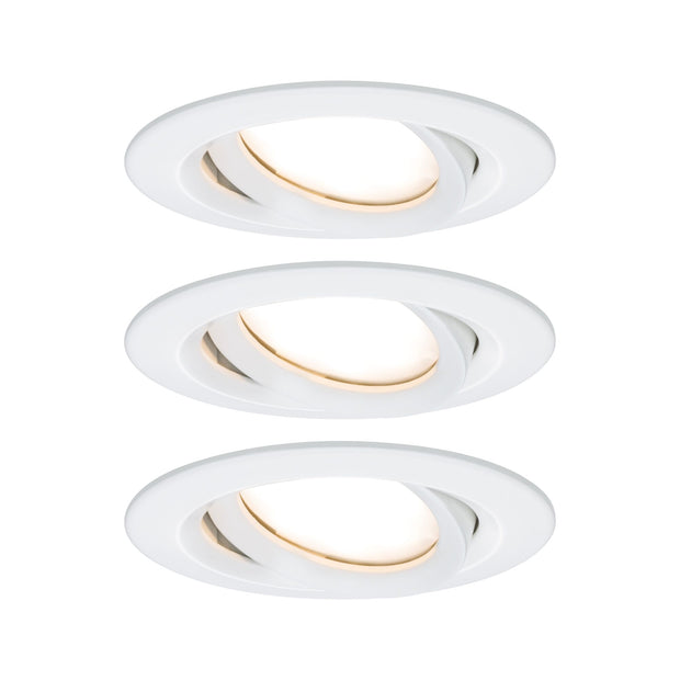 LED Einbauleuchte Nova Plus Coin Basisset schwenkbar IP65 rund 93mm 30 Grad Coin 3x6W 3x470lm 230V dimmbar 2700K Weiss matt