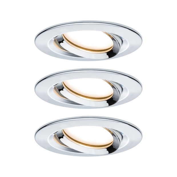 LED Einbauleuchte Nova Plus Coin Basisset schwenkbar IP65 rund 93mm 30 Grad Coin 3x6W 3x470lm 230V dimmbar 2700K Chrom