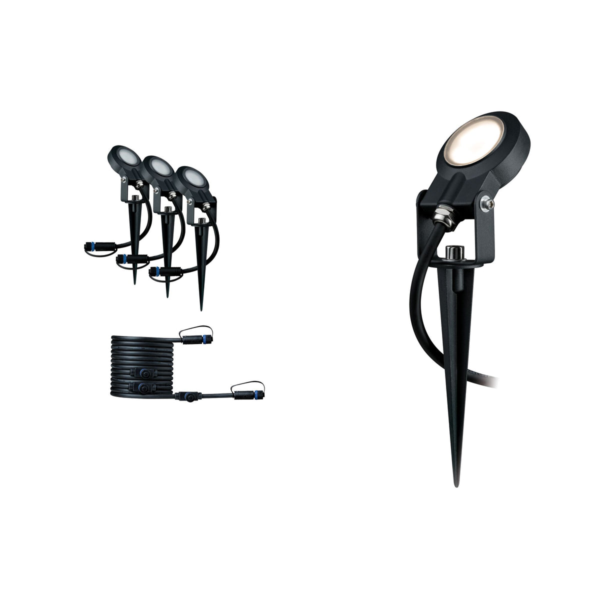 Plug & Shine LED Gartenstrahler Sting Erweiterungsset IP67 3000K 3x6,4W Anthrazit