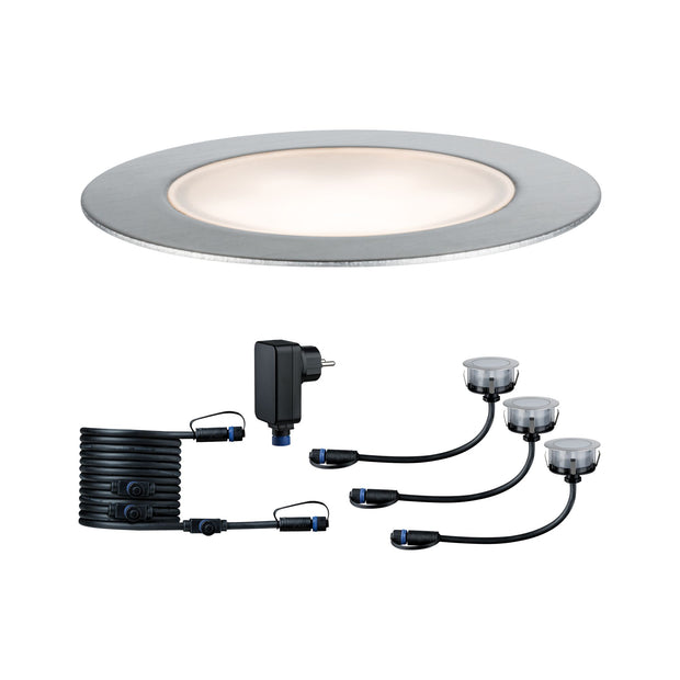 Plug & Shine LED Bodeneinbauleuchte Floor Eco Basisset IP67 3000K 3x2W 21VA Silber