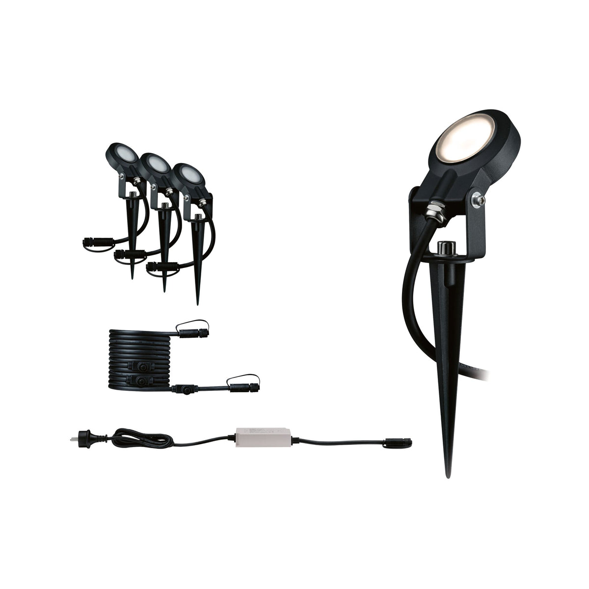 Plug & Shine LED Gartenstrahler Sting Basisset IP67 3000K 3x6,4W 75VA Anthrazit