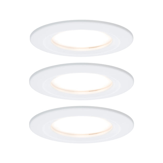 LED Einbauleuchte Nova Plus Coin Basisset starr IP44 rund 78mm Coin 3x6W 3x470lm 230V dimmbar 2700K Weiss matt