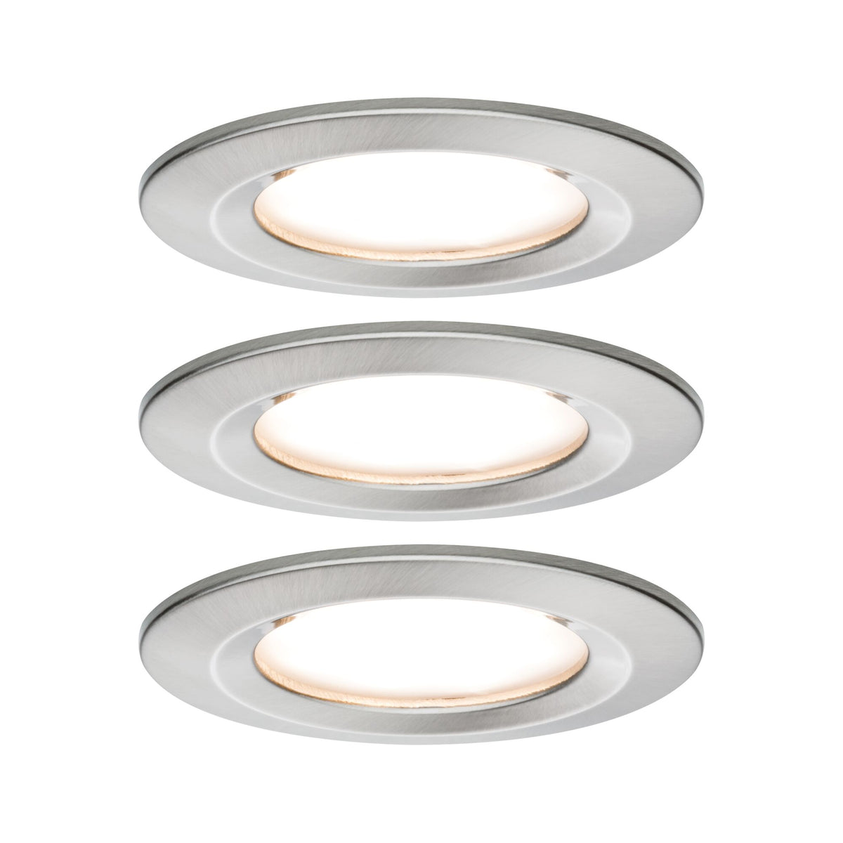 LED Einbauleuchte Nova Plus Coin Basisset starr IP44 rund 78mm Coin 3x6W 3x470lm 230V dimmbar 2700K Eisen gebuerstet