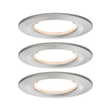LED Einbauleuchte Nova Plus Coin Basisset starr IP44 rund 78mm Coin 3x6W 3x470lm 230V dimmbar 2700K Eisen gebuerstet