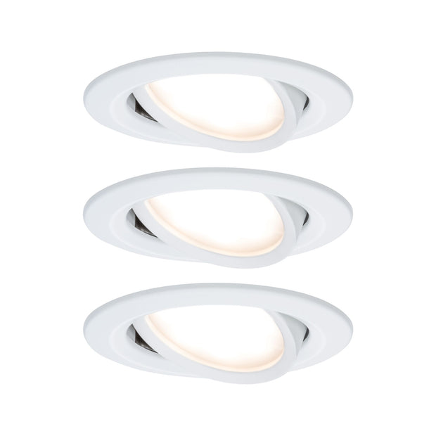 LED Einbauleuchte Nova Plus Coin Basisset schwenkbar rund 84mm 50 Grad Coin 3x6W 3x470lm 230V dimmbar 2700K Weiss matt
