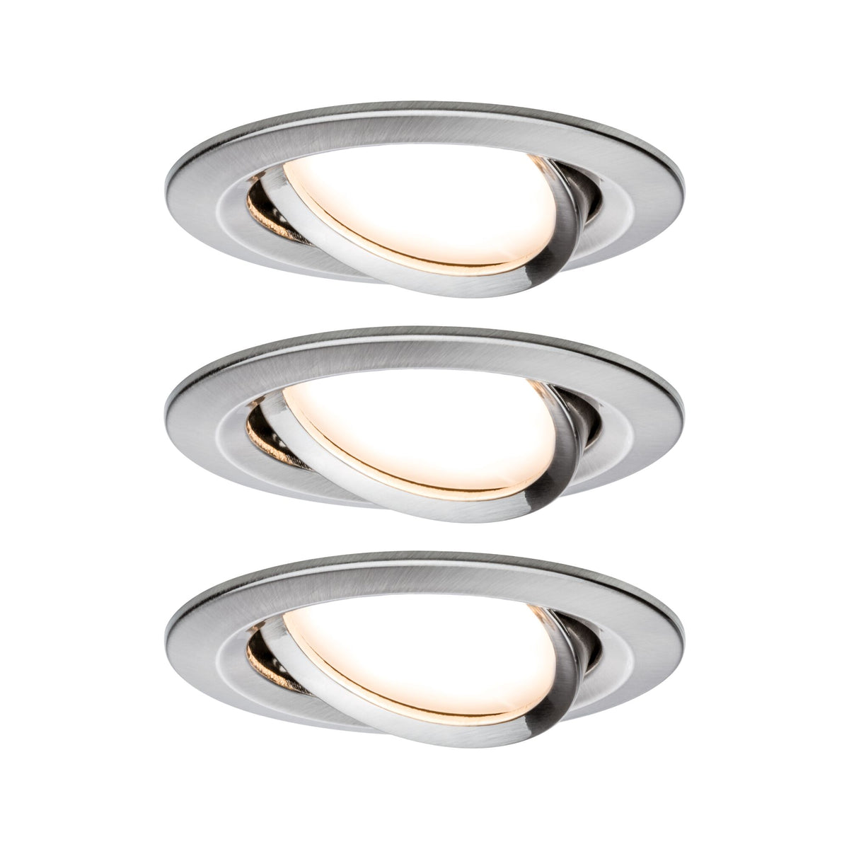 LED Einbauleuchte Nova Plus Coin Basisset schwenkbar rund 84mm 50 Grad Coin 3x6W 3x470lm 230V dimmbar 2700K Eisen gebuerstet