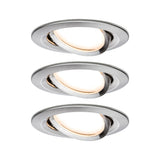 LED Einbauleuchte Nova Plus Coin Basisset schwenkbar rund 84mm 50 Grad Coin 3x6W 3x470lm 230V dimmbar 2700K Eisen gebuerstet