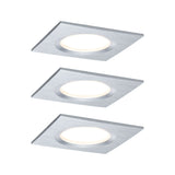 LED Einbauleuchte Nova Plus Coin Basisset starr IP44 eckig 78x78mm Coin 3x6W 3x470lm 230V dimmbar 2700K Alu gedreht