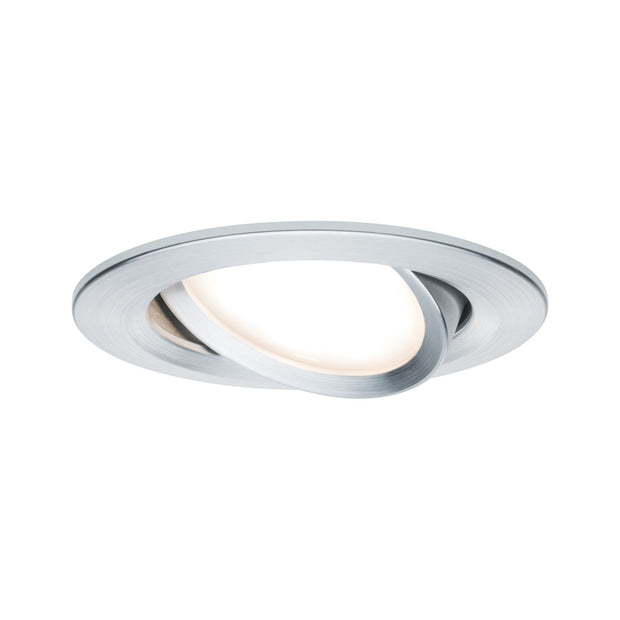 LED Einbauleuchte Nova Plus Coin Einzelleuchte schwenkbar rund 84mm 50 Grad Coin 6W 470lm 230V dimmbar 2700K Alu gedreht