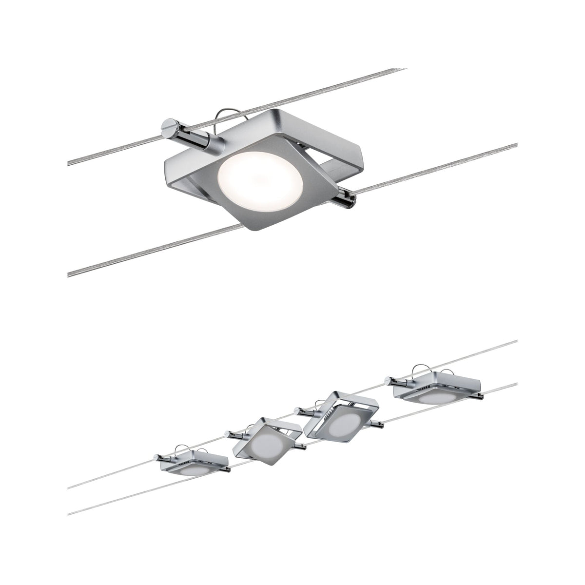 LED Seilsystem MacLED Basisset 4x200lm 4x4,3W 2700K 230/12V Chrom matt