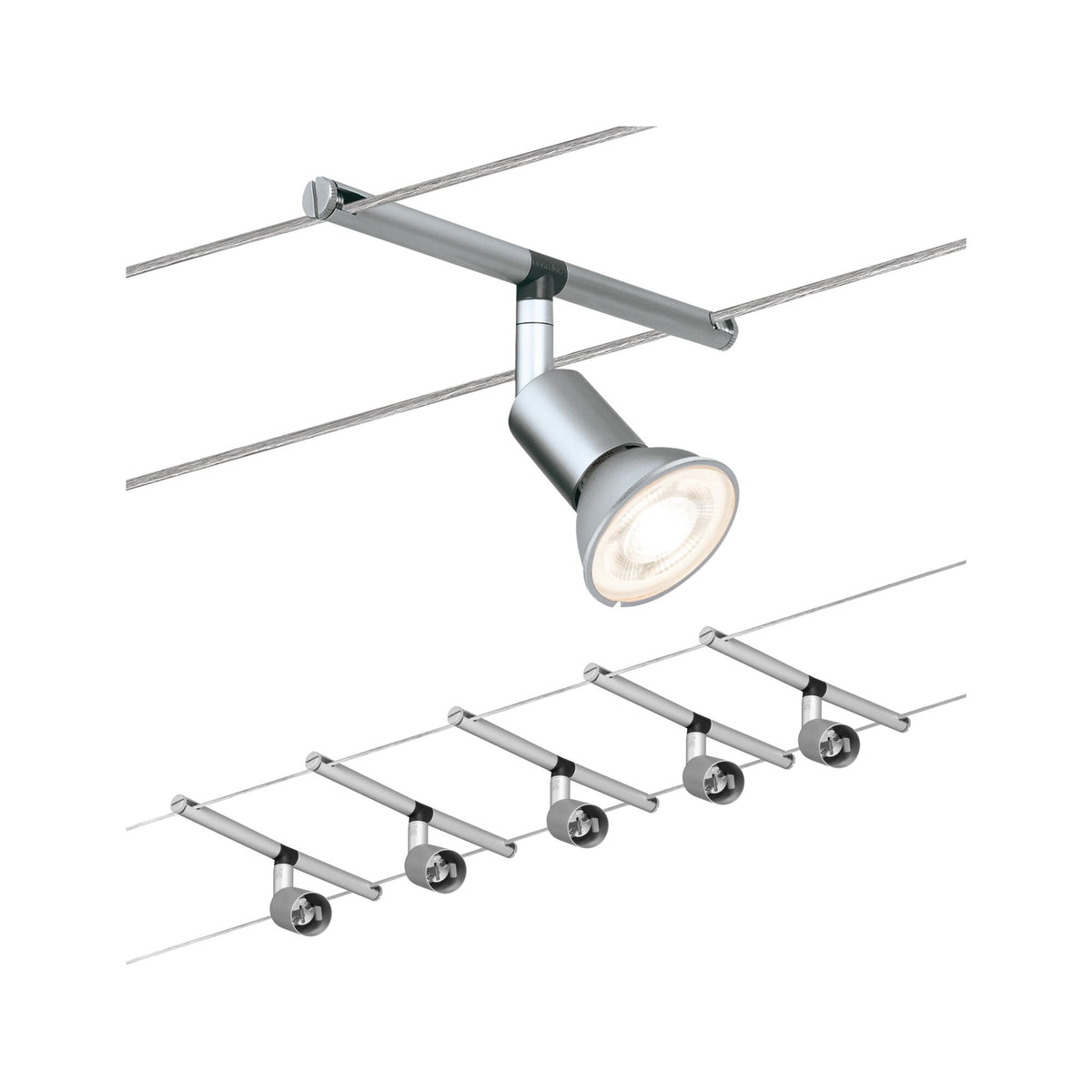 Seilsystem Spice SaltLED Basisset GU5,3 max. 5x10W dimmbar 230/12V Chrom matt