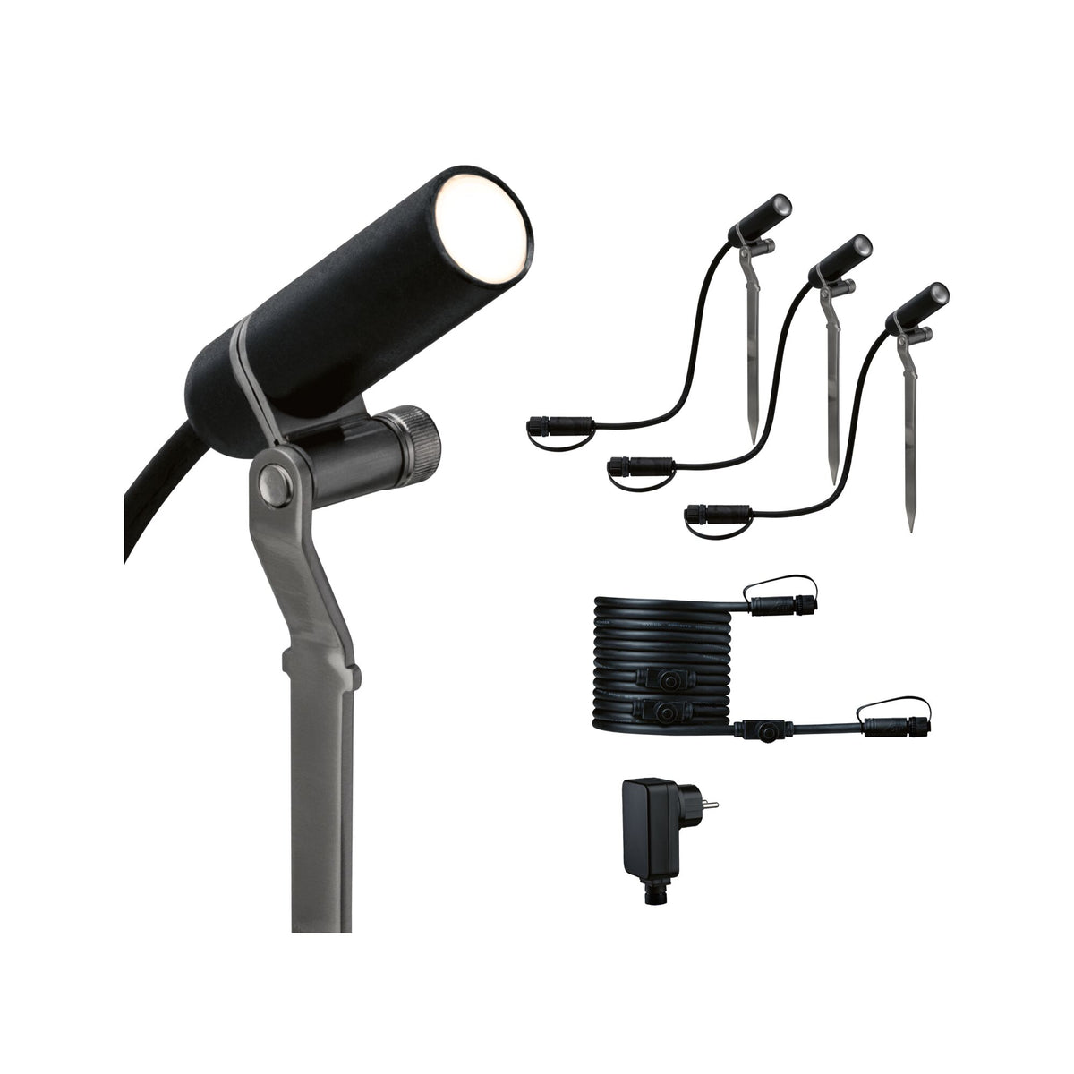 Plug & Shine LED Gartenstrahler Plantini Basisset IP65 3000K 3x2W 21VA Anthrazit