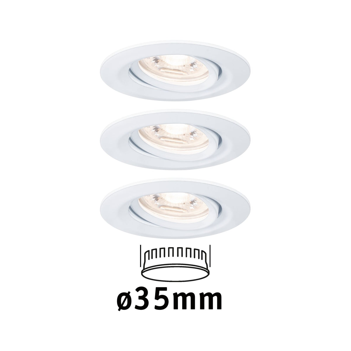 LED Einbauleuchte Nova Mini Coin Basisset schwenkbar rund 66mm 15 Grad Coin 3x4W 3x310lm 230V 2700K Weiss matt