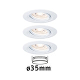 LED Einbauleuchte Nova Mini Coin Basisset schwenkbar rund 66mm 15 Grad Coin 3x4W 3x310lm 230V 2700K Weiss matt