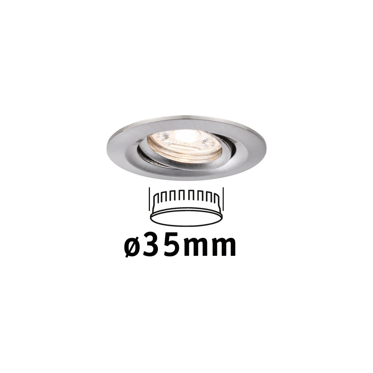 LED Einbauleuchte Nova Mini Coin Einzelleuchte schwenkbar rund 66mm 15 Grad Coin 4W 310lm 230V 2700K Eisen gebuerstet