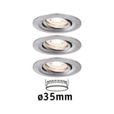 LED Einbauleuchte Nova Mini Coin Basisset schwenkbar rund 66mm 15 Grad Coin 3x4W 3x310lm 230V 2700K Eisen gebuerstet