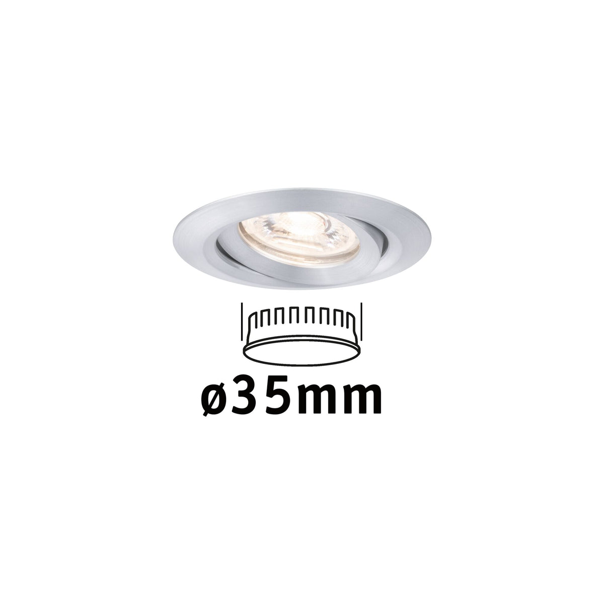LED Einbauleuchte Nova Mini Coin Einzelleuchte schwenkbar rund 66mm 15 Grad Coin 4W 310lm 230V 2700K Alu gedreht