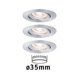 LED Einbauleuchte Nova Mini Coin Basisset schwenkbar rund 66mm 15 Grad Coin 3x4W 3x310lm 230V 2700K Alu gedreht