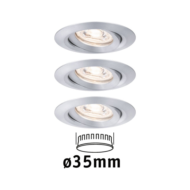 LED Einbauleuchte Nova Mini Coin Basisset schwenkbar rund 66mm 15 Grad Coin 3x4W 3x310lm 230V 2700K Alu gedreht