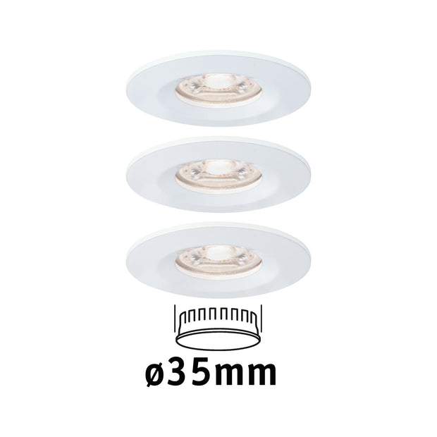 LED Einbauleuchte Nova Mini Coin Basisset starr IP44 rund 65mm Coin 3x4W 3x310lm 230V 2700K Weiss matt