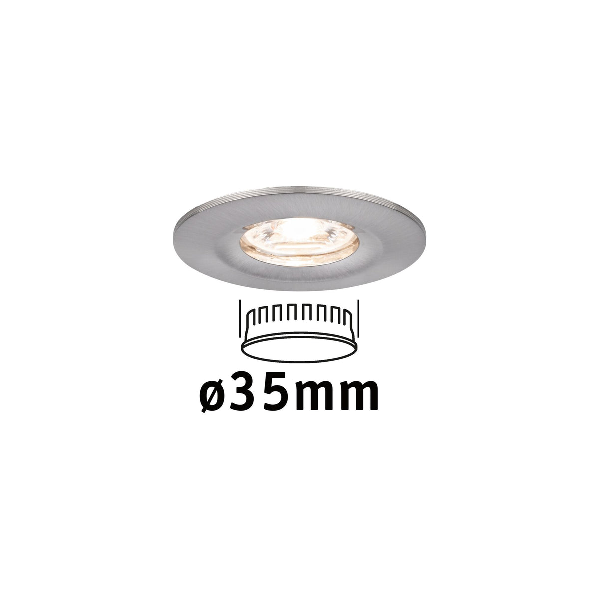 LED Einbauleuchte Nova Mini Coin Einzelleuchte starr IP44 rund 65mm Coin 4W 310lm 230V 2700K Eisen gebuerstet