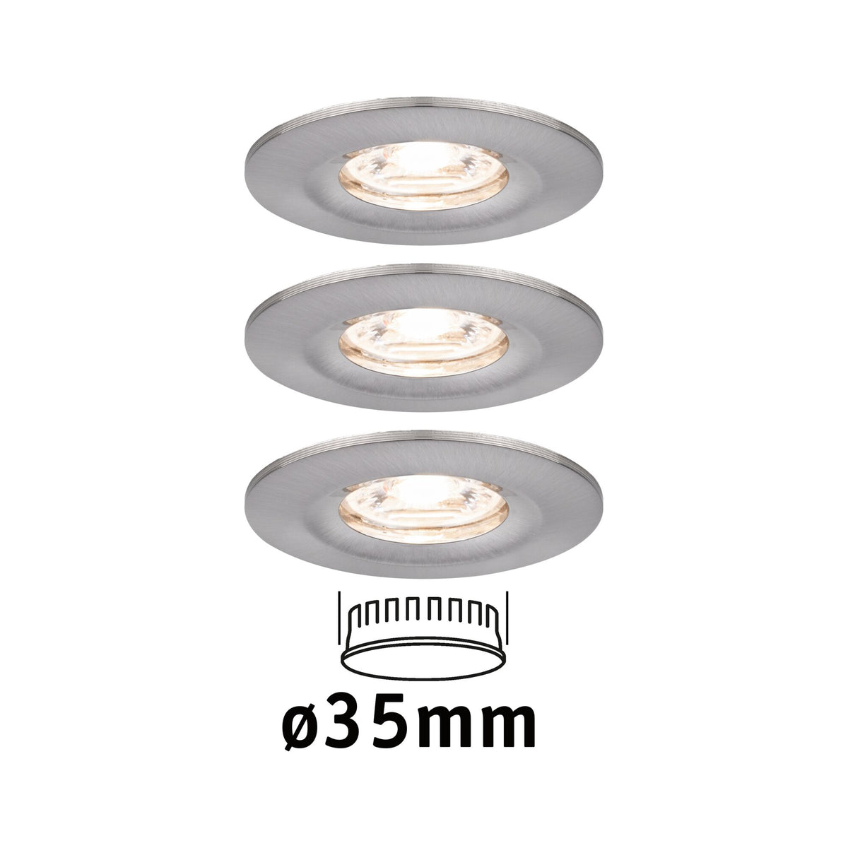 LED Einbauleuchte Nova Mini Coin Basisset starr IP44 rund 65mm Coin 3x4W 3x310lm 230V 2700K Eisen gebuerstet