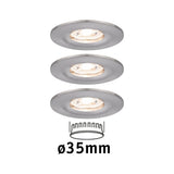 LED Einbauleuchte Nova Mini Coin Basisset starr IP44 rund 65mm Coin 3x4W 3x310lm 230V 2700K Eisen gebuerstet