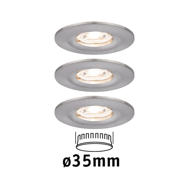 LED Einbauleuchte Nova Mini Coin Basisset starr IP44 rund 65mm Coin 3x4W 3x310lm 230V 2700K Eisen gebuerstet