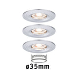 LED Einbauleuchte Nova Mini Coin Basisset starr IP44 rund 65mm Coin 3x4W 3x310lm 230V 2700K Chrom