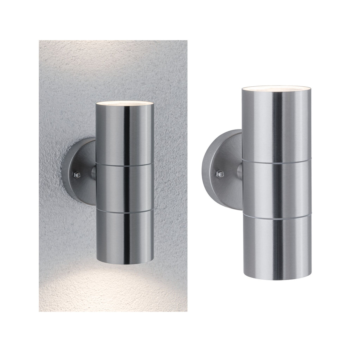 Wandleuchte Flame IP44 60mm max. 2x10W 230V Edelstahl gebuerstet Edelstahl