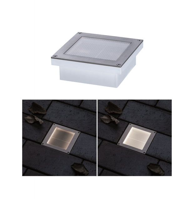 LED Bodeneinbauleuchte Brick Daemmerungsgesteuerter Bewegungsmelder (IR) IP67 100x100mm 3000K 0,8W 25lm 230V Alu/Grau Metall/Edelstahl