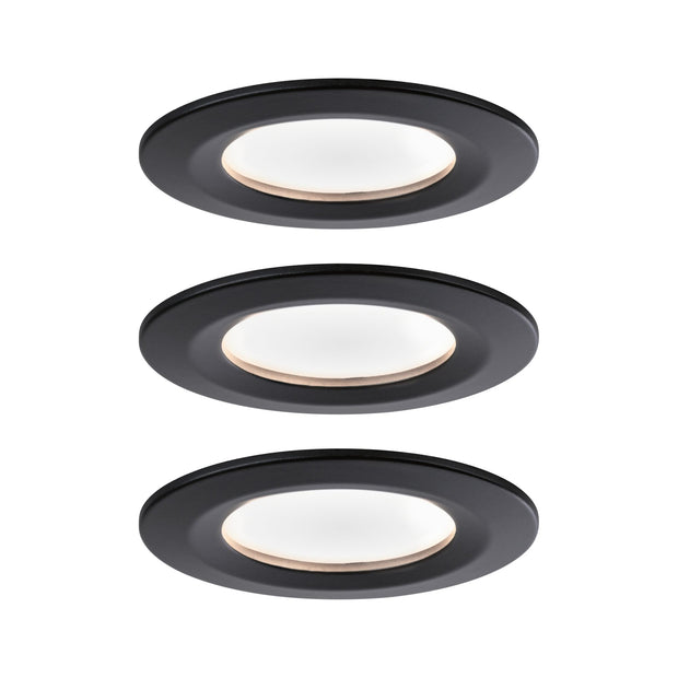 LED Einbauleuchte Nova Coin Basisset starr IP44 rund 78mm Coin 3x6W 3x470lm 230V 2700K Schwarz matt